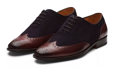 3DM Lifestyles Oxford Dress Shoes Leather Brogue Shoes Wingtip Mens 10 US Navy