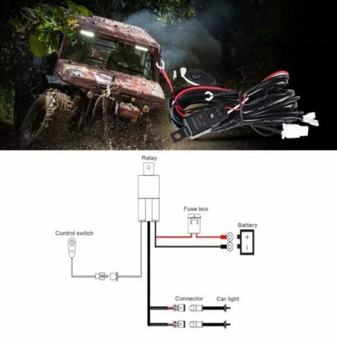 LED Light Bar Wiring Harness kit 2 lead 12V 40Amp 180W Fuse Relay On/Off 4WD ATV - Bild 7 von 8