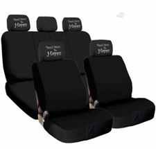 Nuevo juego de fundas de asiento de auto camión tela negra Don't Worry Be Happy para VW