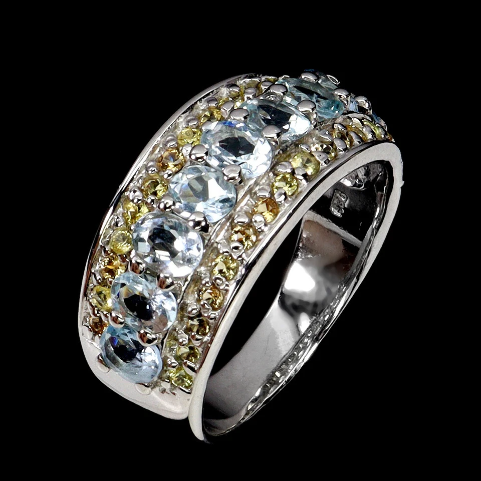 925 Sterling Silver Ring Oval Aquamarine Sapphire Gemstone Jewelry - Image 2 of 4