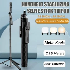 84" Selfie Stick Remote Tripod Stand w/Fill Light For Cell Phone Video Recording