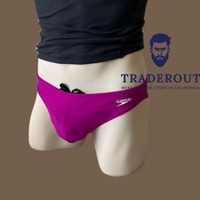 Speedo Men Levante pink solar swim brief bikini Swimwear size 30 32 34 36 38