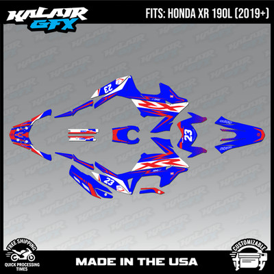 Graphics Kit for  Honda XR190L (2019+) Evader - RED-BLUE