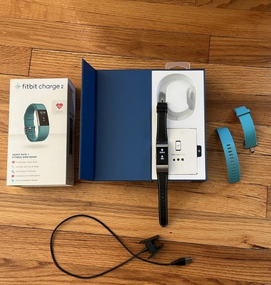 Fitbit Charge 2 Large FB407STEL Fitness Tracker Gently Used + Extra Leather Band