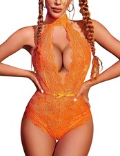 Avidlove Lingerie Contemporary Floral for Halter Bodysuit Neck Teddy One Piece