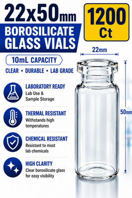 1200 PCS 10ml Clear Glass Headspace Vials 20mm Crimp Top Tall Lab Sample Bottles
