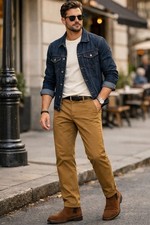 Tommy Hilfiger Regular Fit Stretch Chino Pants Mens 40x32 Brown Casual