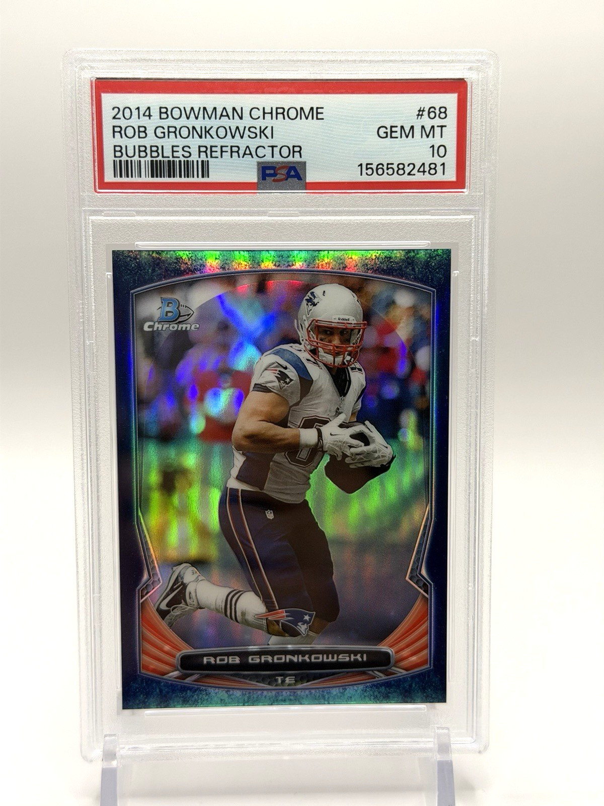 2014 Bowman Chrome Rob Gronkowski #68 Bubbles Refractor /99 Patriots PSA 10 GEM view 2