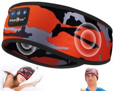 MUSICOZY Sleep Headphones Bluetooth 5.4 Headband, Wireless Black Red