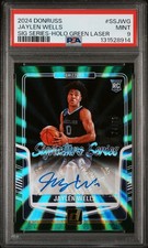 2024 PANINI DONRUSS SIG SERIES HOLO GREEN LASER JAYLEN WELLS RC 74/75 PSA 9 AUTO