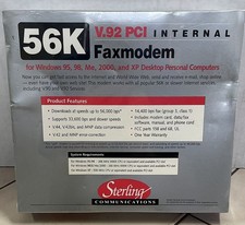 Sterling Communications 56K V.92 PCI Internal Fax Modem Model S20-03 SEALED