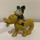 Vintage Mickey Mouse riding Pluto Bisque Antique Disney Figurine