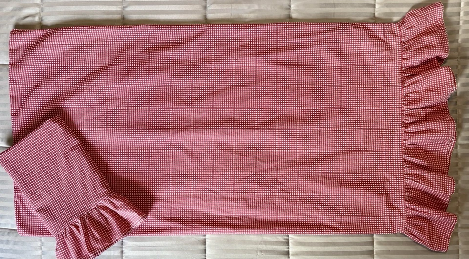 Ralph Lauren King Rojo Guinga Wendy Cuadros Volantes 2 Fundas de Almohada De Colección Granja Foto 2 de 4