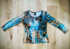 VTG Y2K Suzie In The City Abstract Tribal S Print Blouse Top Boho Hippie Artsy