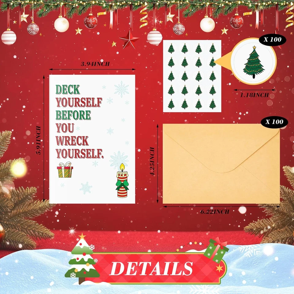 100 Pack Funny Christmas Cards with Kraft Envelopes and Stickers Humorous Christ - Image 2 of 4