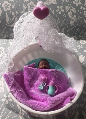 NEW! Hard to find! Zuru My Mini Baby Series 2 Purple Teal Crib Set A.A.