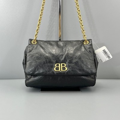 Balenciaga BB Soft Flap Small Calfskin Leather Chain Flap Shoulder