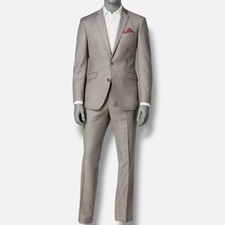 Kenneth Cole Reaction Men's Gray Basketweave Jacket Pants Suit Size 37R 31W