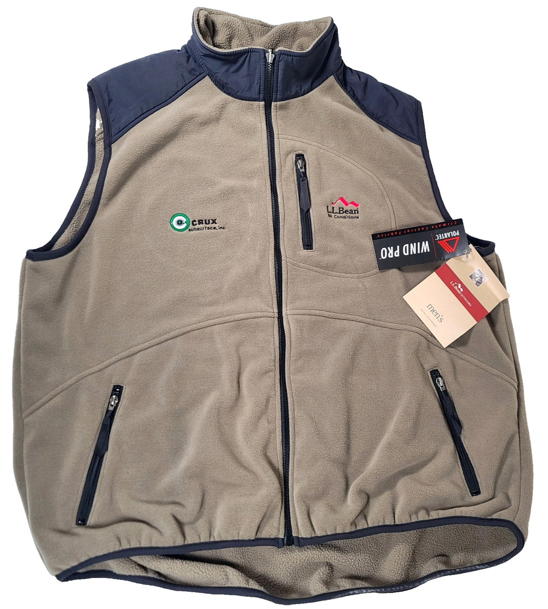 Vintage LL Bean Outdoors Fleece Vest Men 2XL Beige Full-Zip 
