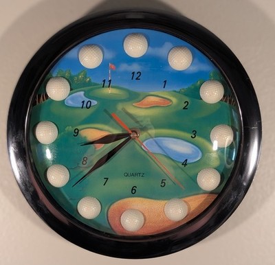 Golf Theme Wall Clock | Analog | Quartz | Battery Operated Ticking Sound WORKS!