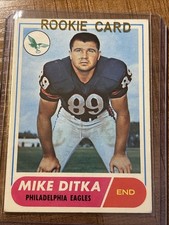 1968 Topps #162 Mike Ditka Eagles HALL OF FAME Football Card EX RAW