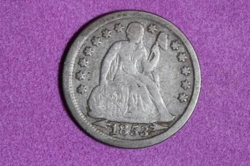 ESTATE FIND 1853 ARROWS Seated Liberty Dime #K59867