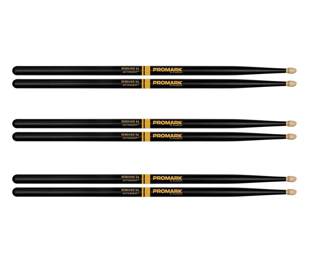 PROMARK 3-Pack Rebound Balance ActiveGrip Acorn Tip Drum Sticks 5A Wood 6190₽