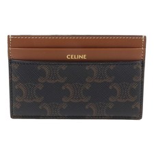 CELINE Card Case 10P322EEN Coated Canvas Leather Brown