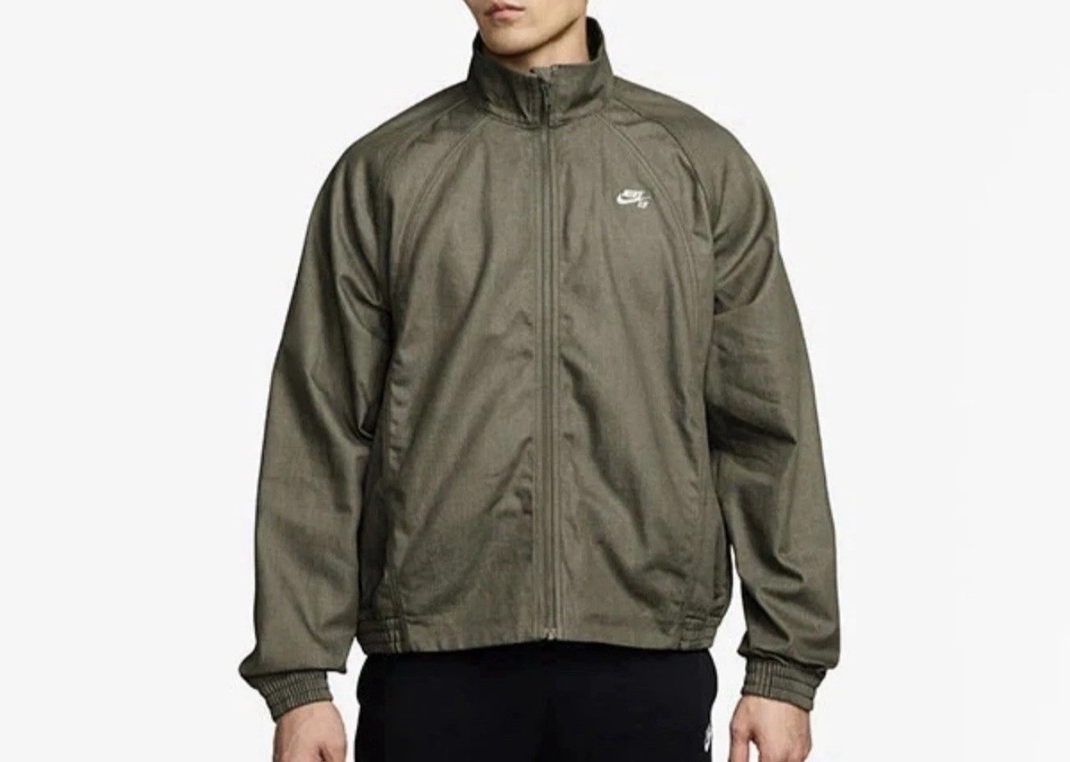 Nike SB Denim Full-Zip Men's Size XL Olive/White Track Jacket for