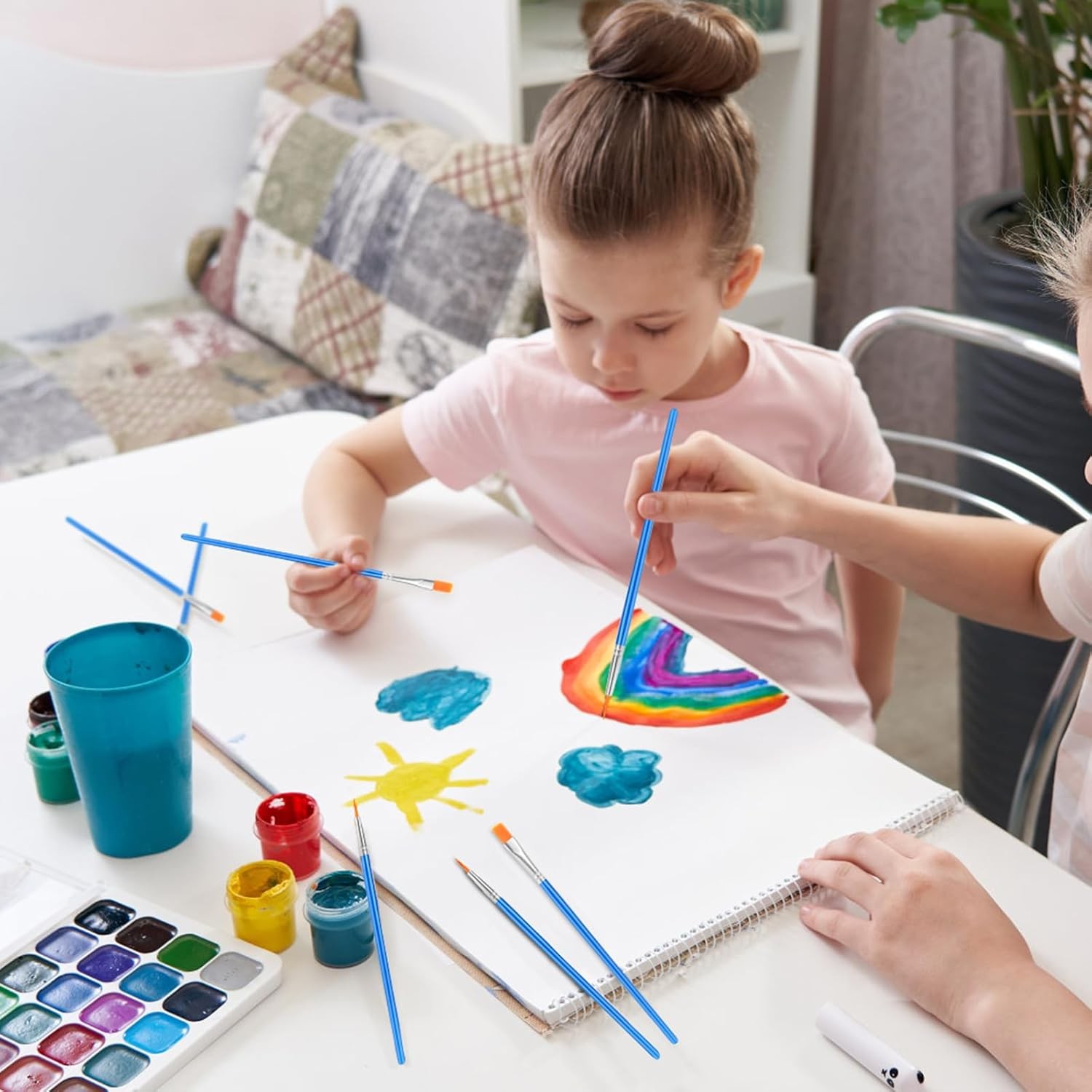 AROIC Small Paint Brushes Bulk,160 Pcs Nylon Hair 80Flat +80Fine, Blue 