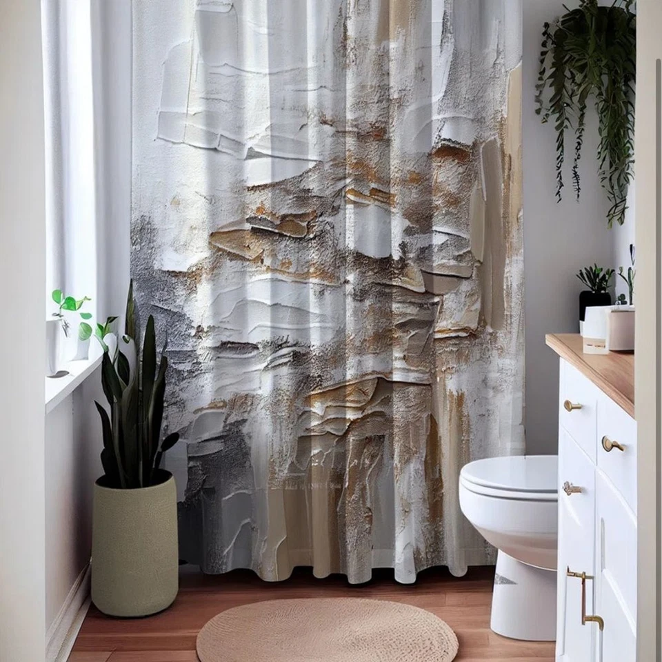 East Urban Home Abstract Dessert Textured Shower Curtain 70x93 Beige Tan NWOT - Image 2 of 4