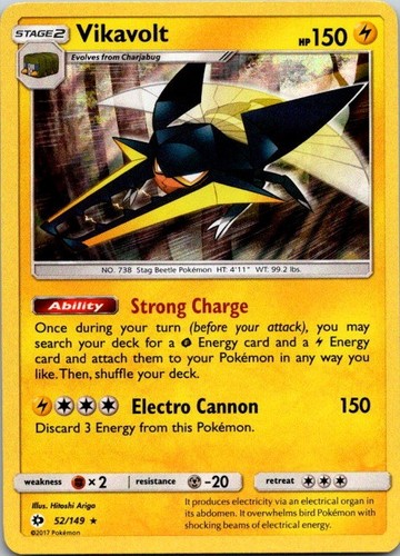 Vikavolt 52/149 Holo Rare Pokemon Sun & Moon Base 2017 NM