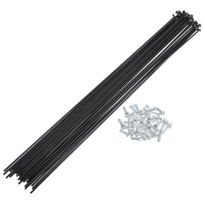 36er Set mit 14 Fahrradspeichen 295 mm aus schwarzem Kohlenstoffstahl