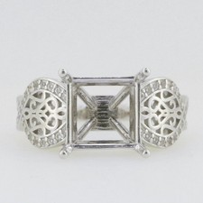 Semi Mount Ring Setting Square 11mm Ring 925 Sterling Silver Ring