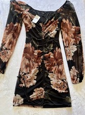 NWT Windsor Black Long Sleeve Lace Floral Ruched dress size small