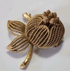 Pin 2⅛" × 1⅞" × 1" Brooch Stunning Monet High Releif Floral Textured Goldtone