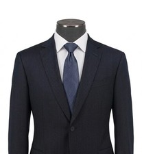 Zegna Custom Tailored Mens Dark Navy Pinstrip...