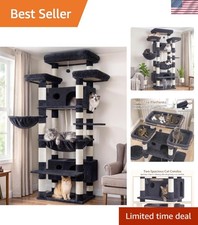 74" Multi-Level Indoor Cat Tree with Condos, Baskets  Scratching Posts