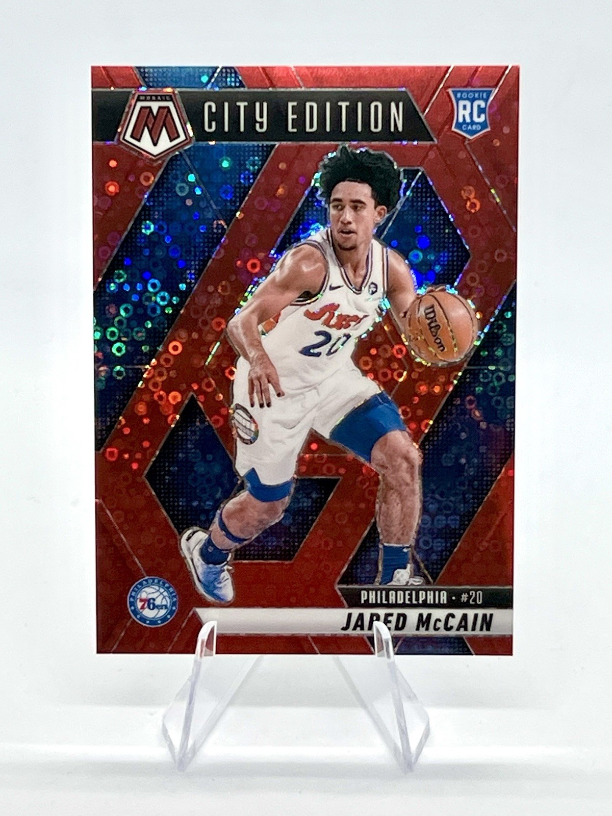 Jared McCain 2024-25 Panini Mosaic City Edition Fast Break Red /99 #277