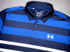 Under Armour Short Sleeved Striped Stretch Playoff Polo Golf Shirt Men's Large