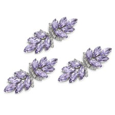 3Pcs Rhinestone Applique, Rhinestone Flower Sew on Sewing, Purple
