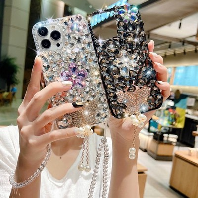 For Honor Magic 7 90 Smart 200 Bling Crystals Butterfly Women Soft Phone Case