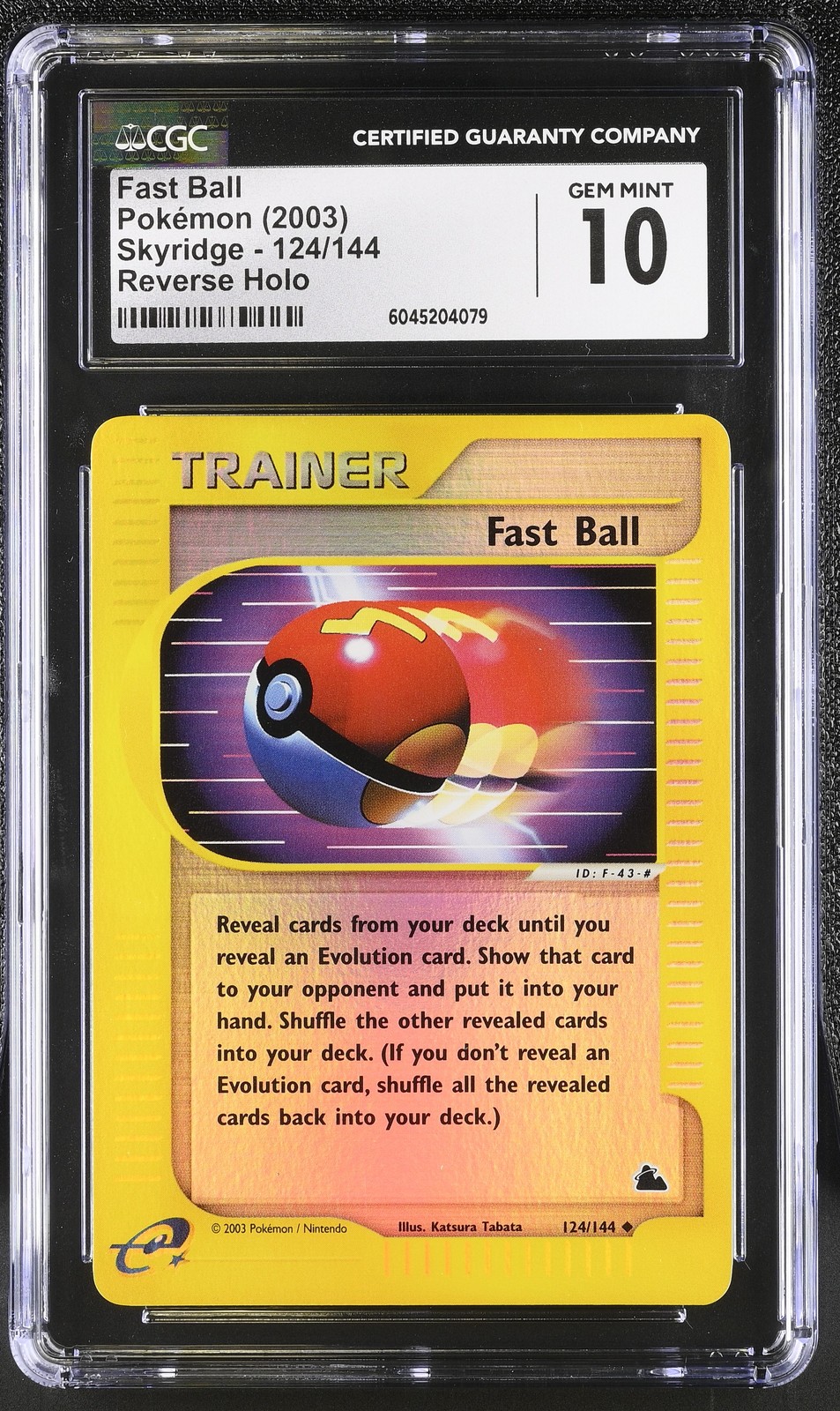 CGC 10 GEM MINT Fast Ball 2003 Skyridge 124/144 Reverse Holo Pokemon Card