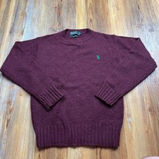 Vintage Polo Ralph Lauren Sweater Girls Size 16 Purple Wool Crewneck Knit 90s