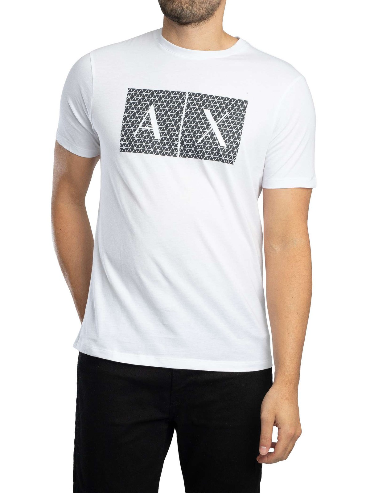 Armani Exchange Raised Graphic Slim T-Shirt, White/Black - XL