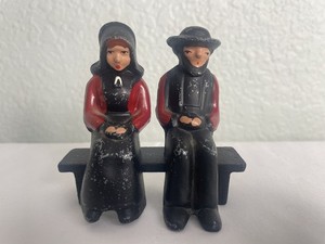 Vintage Amish Couple/Bench Salt and Pepper Shakers Cast Iron by DaleCraft USA