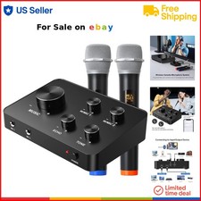 Wireless Microphone Karaoke System Dual Handheld Mic for TV PC Church Wedding