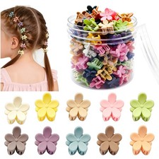 100Pcs Mini Flower Hair Clips for Kids, Cute Claw Colorful - Flowers
