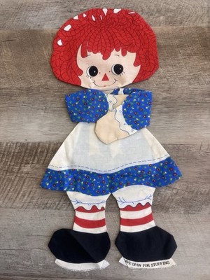 Vintage Raggedy Ann Style Doll Panel Set 1977 Cut Sew Unstuffed Craft