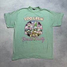 Vintage 80s Zoo Crew T-Shirt Medium Mint Green Animals Single Stitch Made in USA